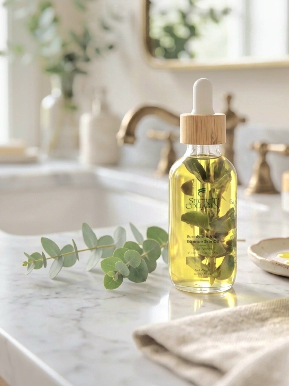 NWT Secret Collagen Eucalyptus Vital Essence Skin Oil 2oz $250 Retail